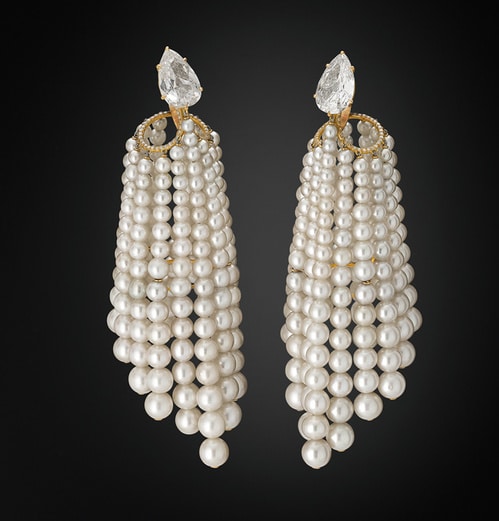 JAR Boucles d'oreilles diamants et perles naturelles 2012