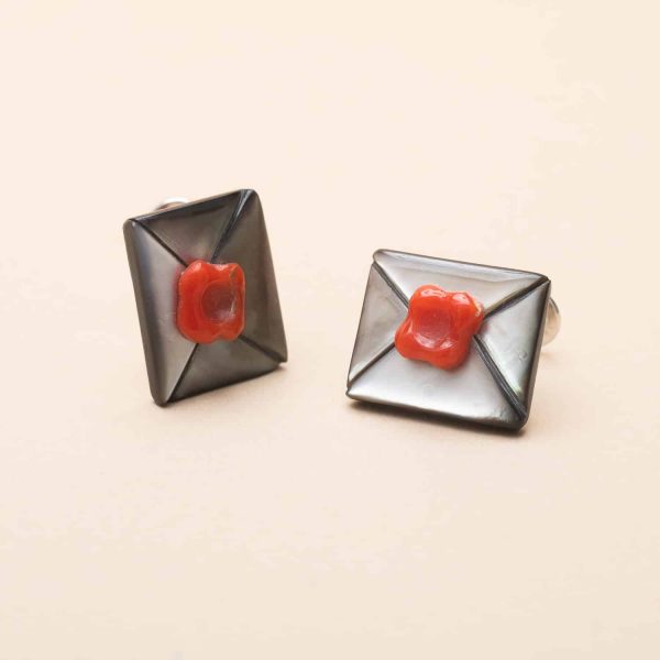 Boutons Manchette Nacre et Corail