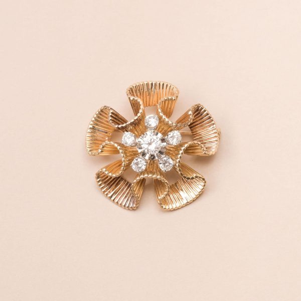 Broche Ruban Or Diamants