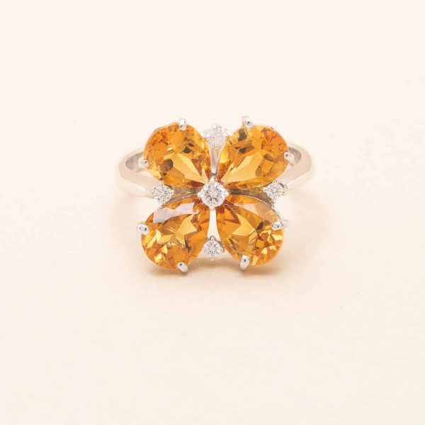 Bague Fleur Citrine Diamants