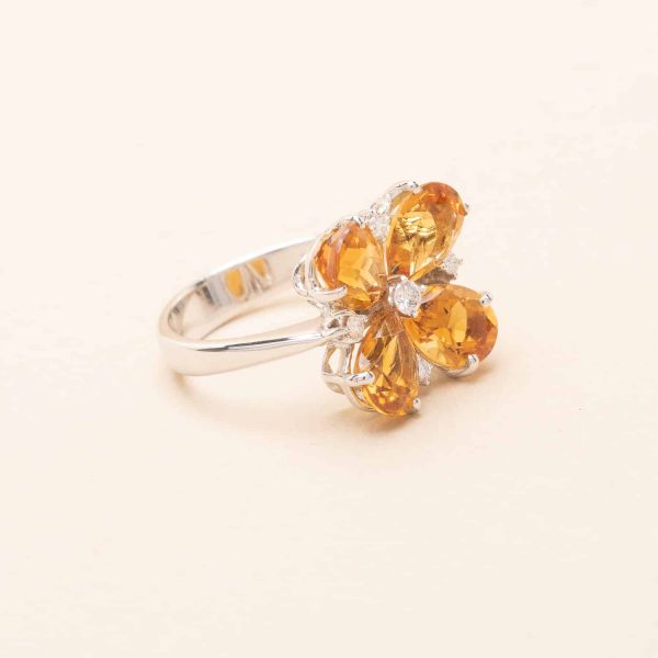 Bague Fleur Citrine Diamants