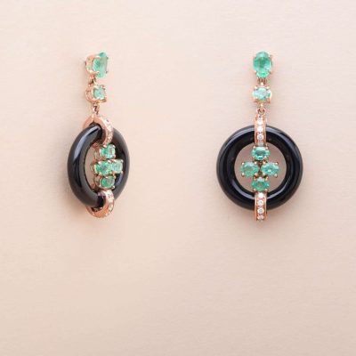 Onyx Emerald Earrings