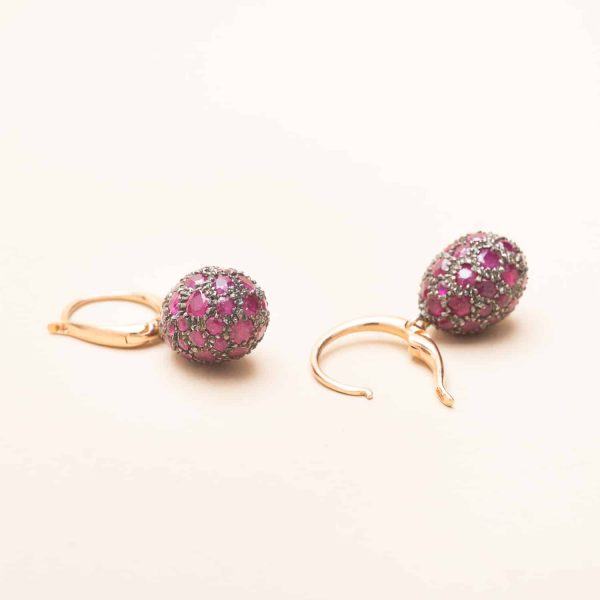 Boucles d'oreilles Rose et Rubis