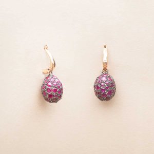 Boucles d'oreilles Rose et Rubis