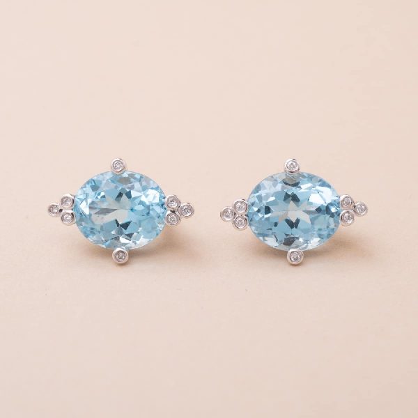 Boucles Or Topazes Diamants Boucle d'oreille vintage