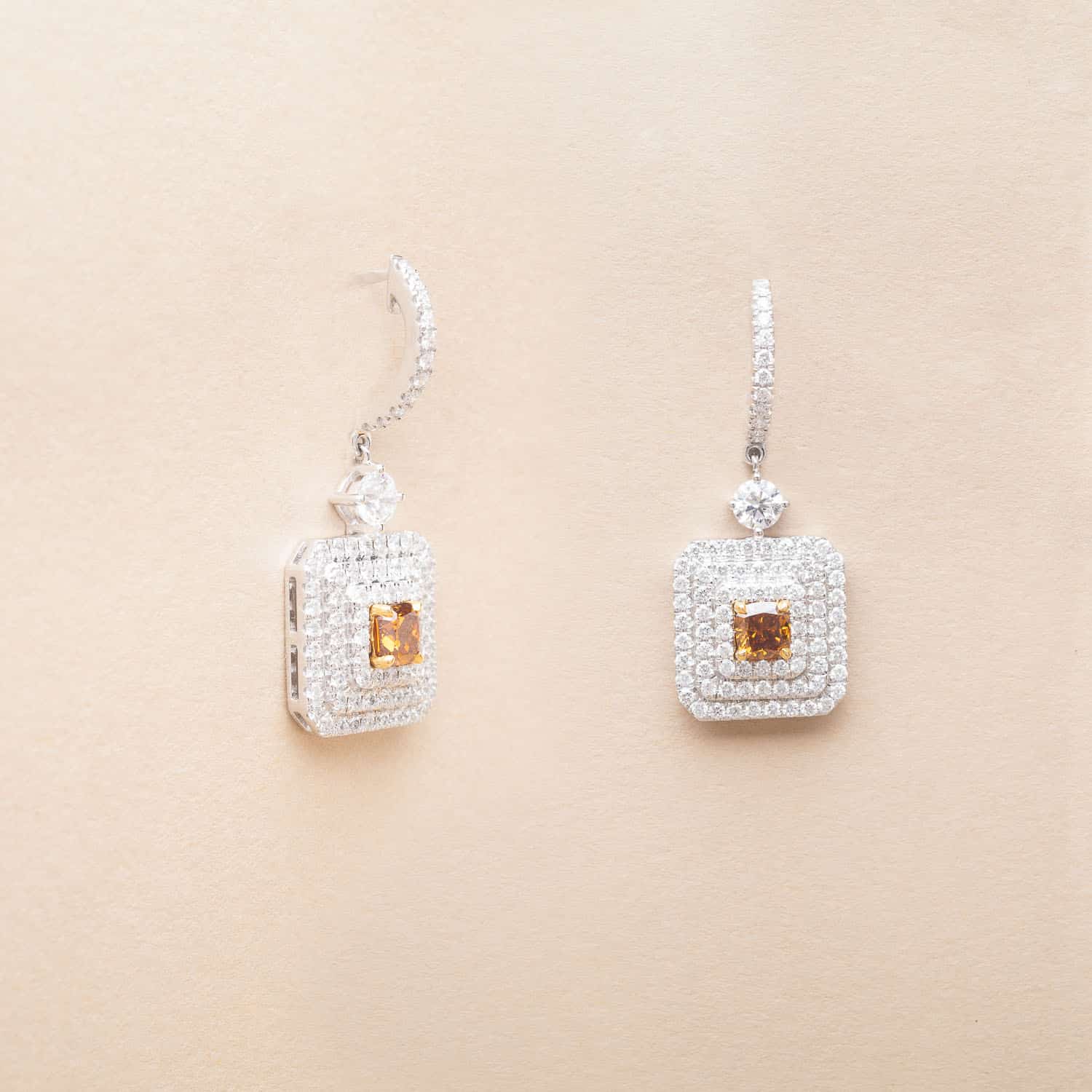 Pendants Square Fancy Diamonds
