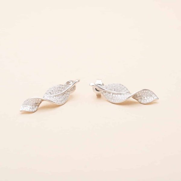 Boucles Feuilles Stylisées Diamants