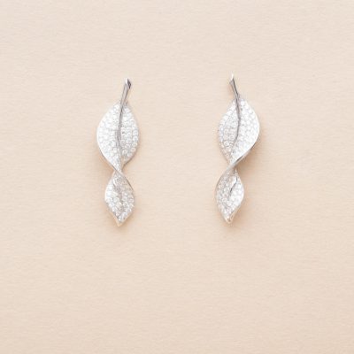 Boucles Feuilles Stylisées Diamants