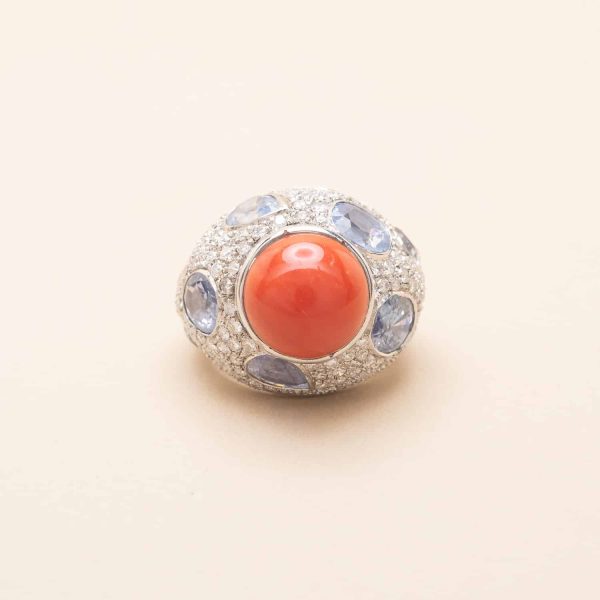 Bague Sophia Corail Saphirs