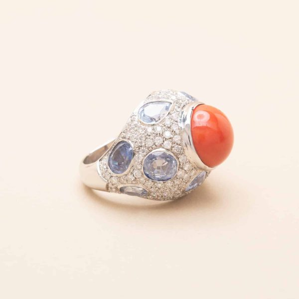 Bague Sophia Corail Saphirs