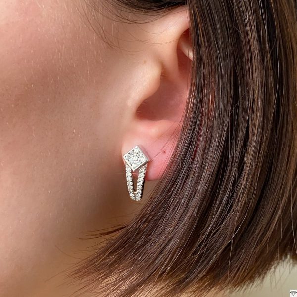 Boucles d'oreilles occasion en or blanc et diamants