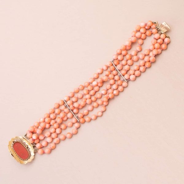 762171_Bracelet_manchette_perles_corail_or