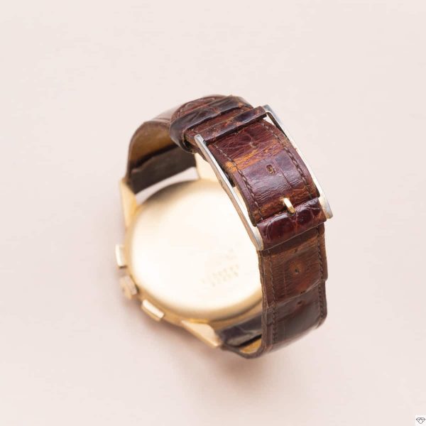 Montre homme occasion en or jaune bracelet cuir marron