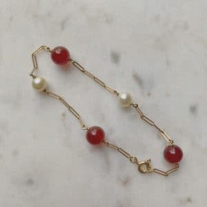 Bracelet Cornaline Perles Vintage