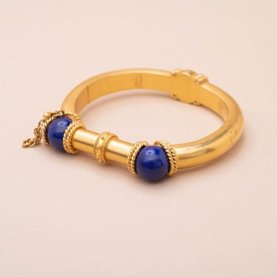 Bracelet Jonc Lapis Lazuli Antique Or bracelet vintage