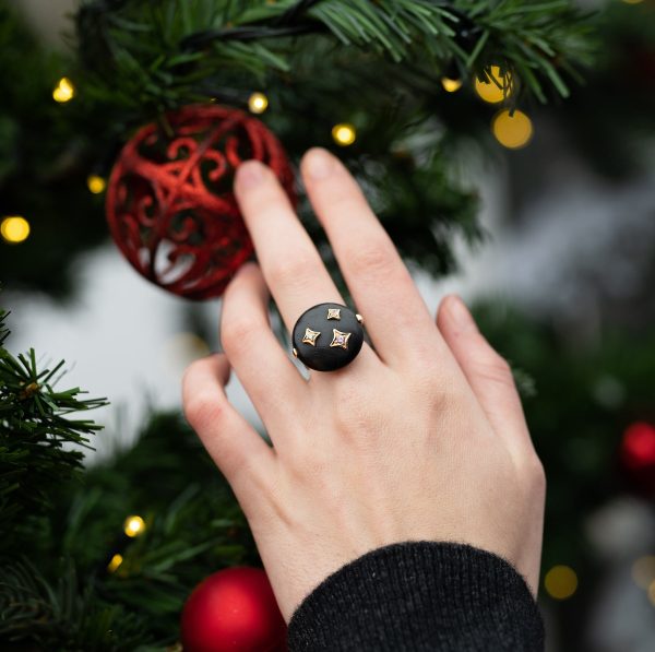 Bague Ebony vintage saphirs roses