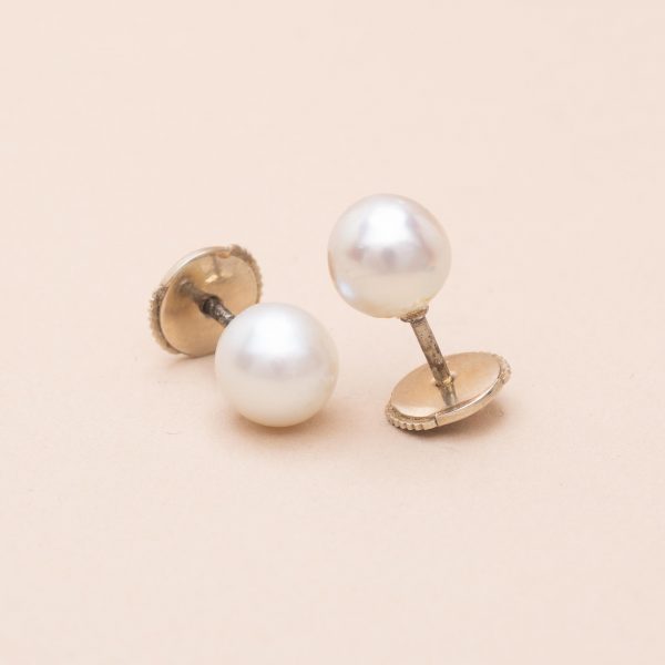 Boutons Oreilles Or Perles