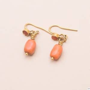 Pendants Oreilles Or Corail