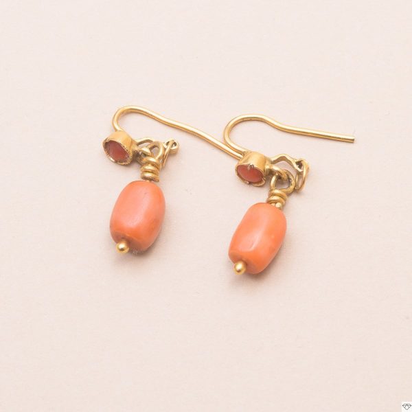 Pendants Oreilles Or Corail