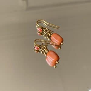 Pendants Oreilles Or Corail