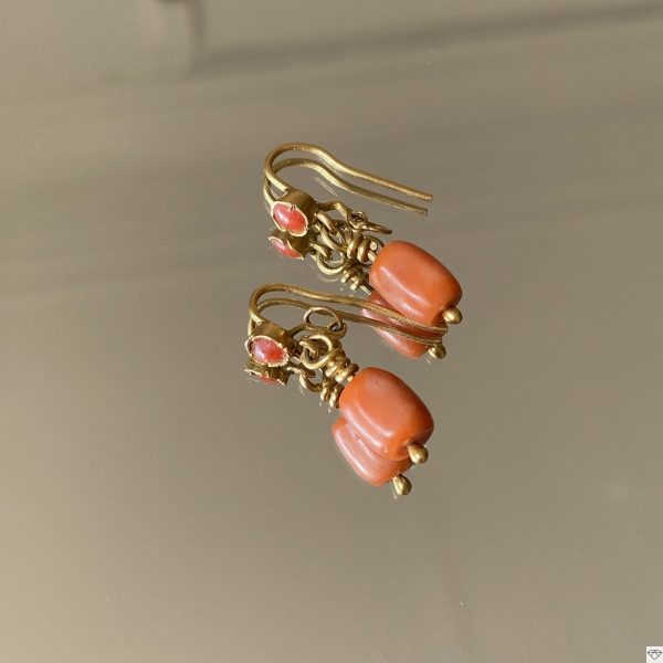 Pendants Oreilles Or Corail