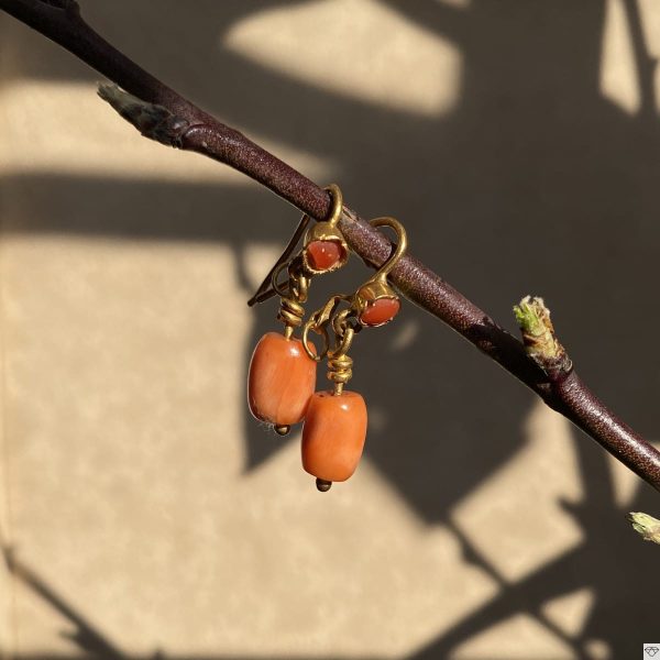 Pendants Oreilles Or Corail