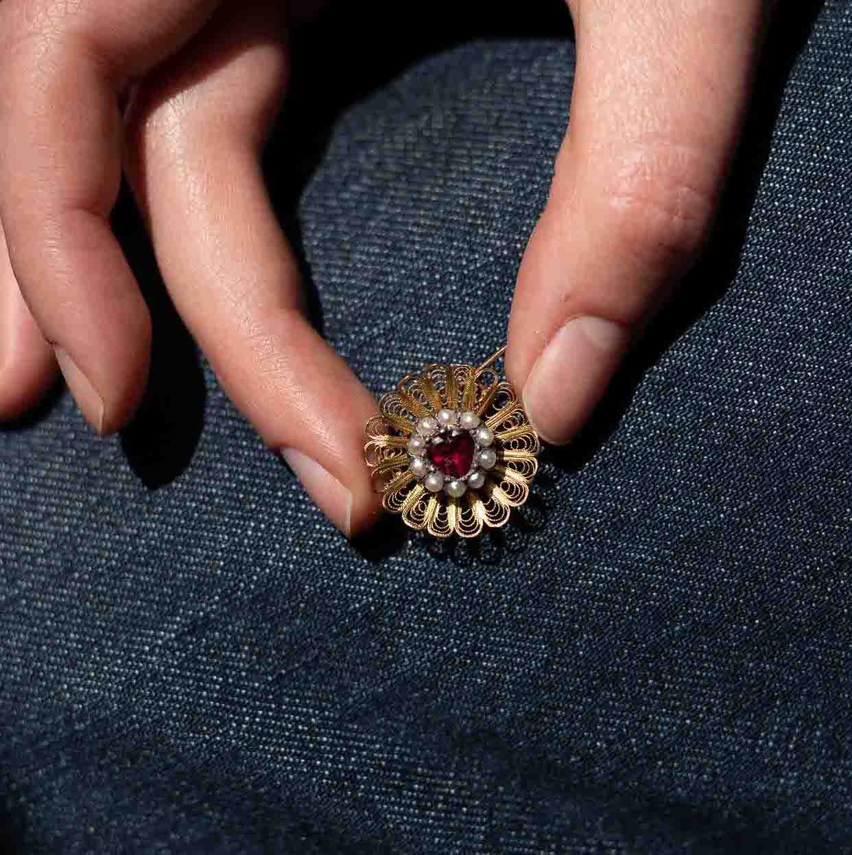 Broche Fleur Coeur