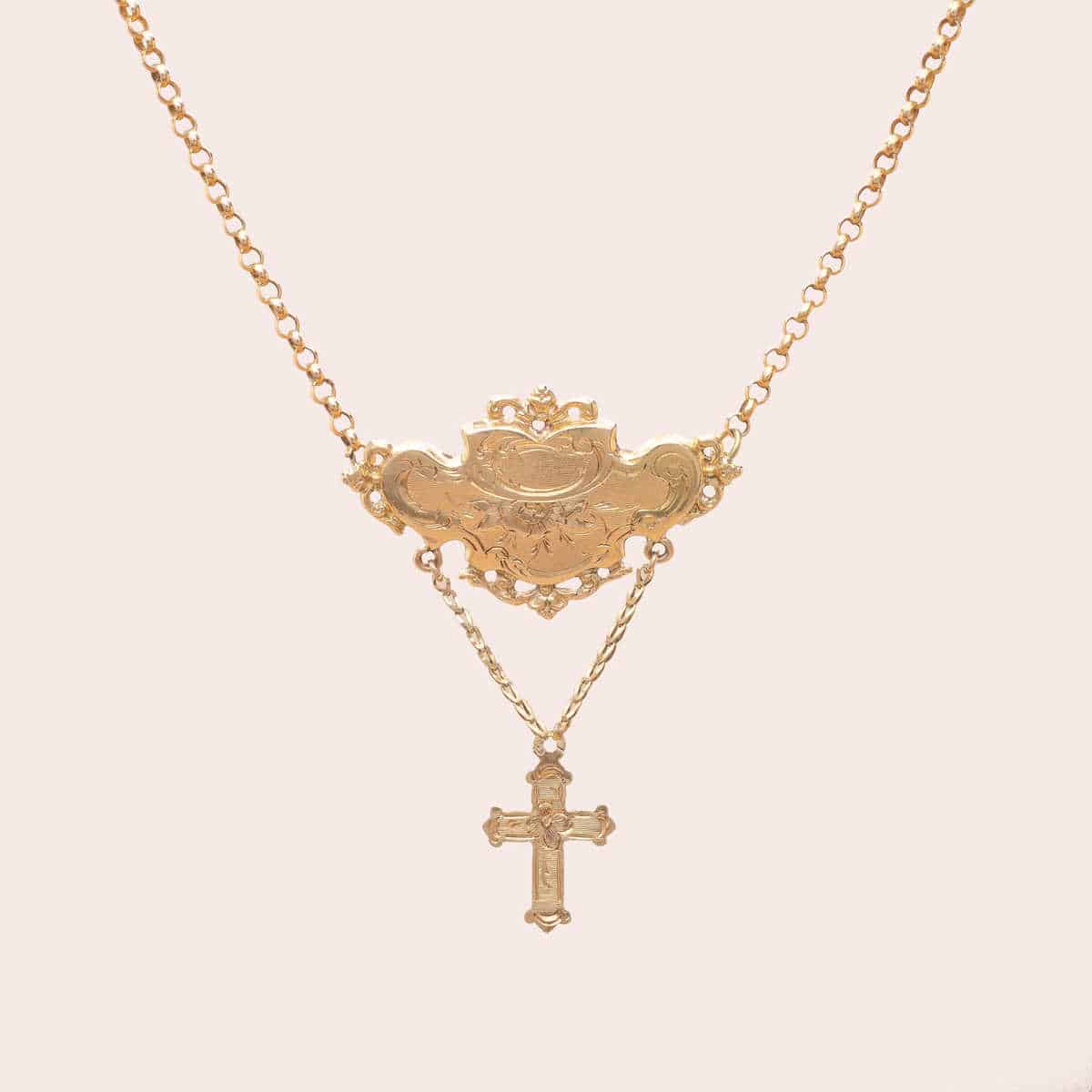Collier Ancien Cartouche Or