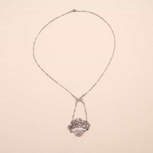 Collier Panier Fleuri Argent