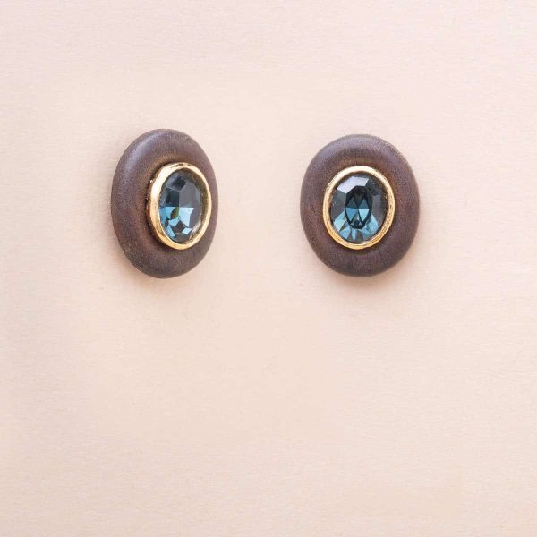 Boucles d'oreilles vintage Bois Amourettes Bleues