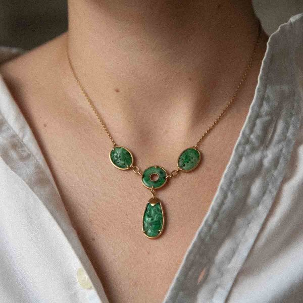 Collier Vintage Jade Plaquettes