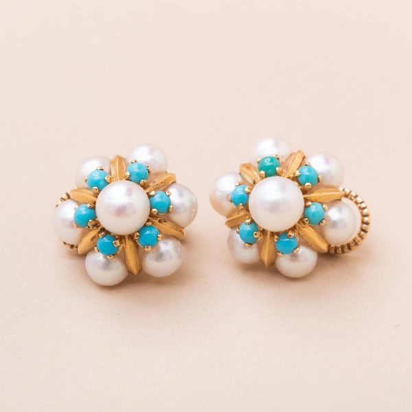Clips Perle Turquoise Vintage