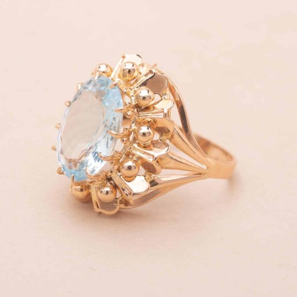 Bague Cocktail Vintage Aigue Marine AnneDo