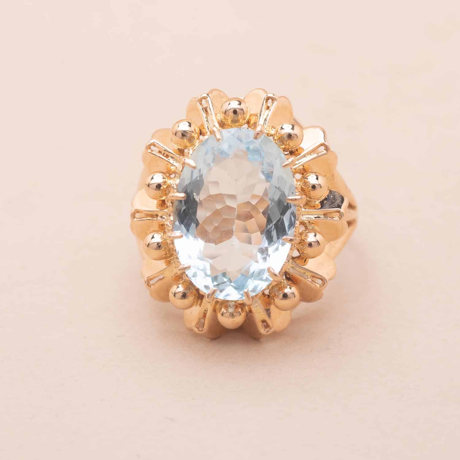Bague Cocktail Vintage Aigue Marine AnneDo