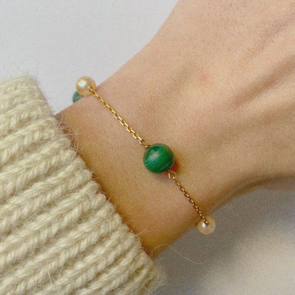 Bracelet Malachite Perles bracelet vintage