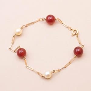Bracelet Cornaline Perles Vintage