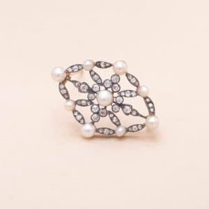 Broche Ancienne Losange Perles