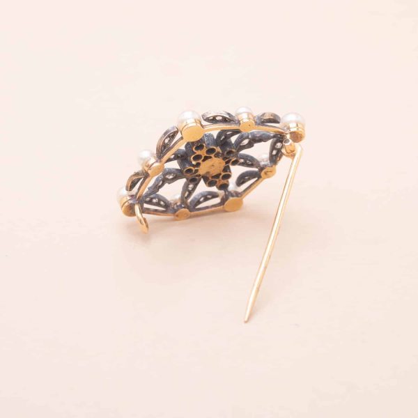 Broche Ancienne Losange Perles