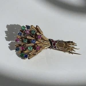 Broche Vintage Bouquet Epis de Blé Or