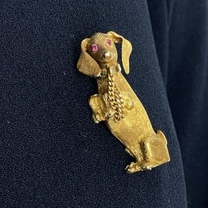 Broche Vintage Teckel Or