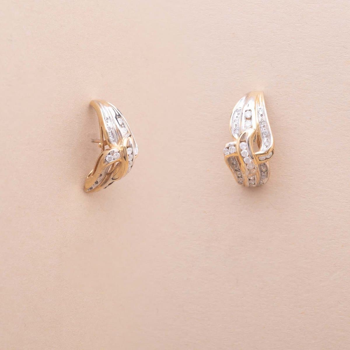 Boucles d'Oreilles Vintage Feuilles Diamantées