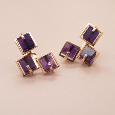 Pendants Abstract Amethystes Boucles d'oreilles vintage